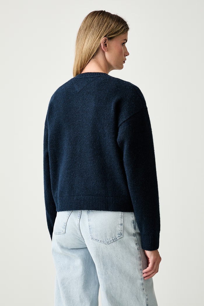 Odzież Tommy Jeans sweter damski z dodatkiem wełny DW0DW23831 granatowy