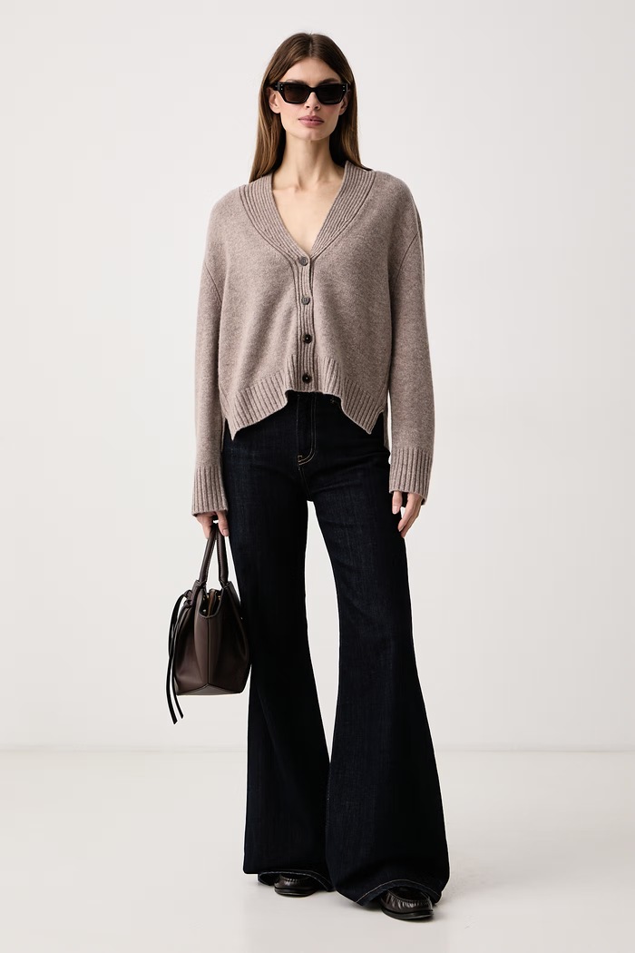 Tommy Hilfiger Kardigan damski z wełną WW0WW52309 beżowy AW26