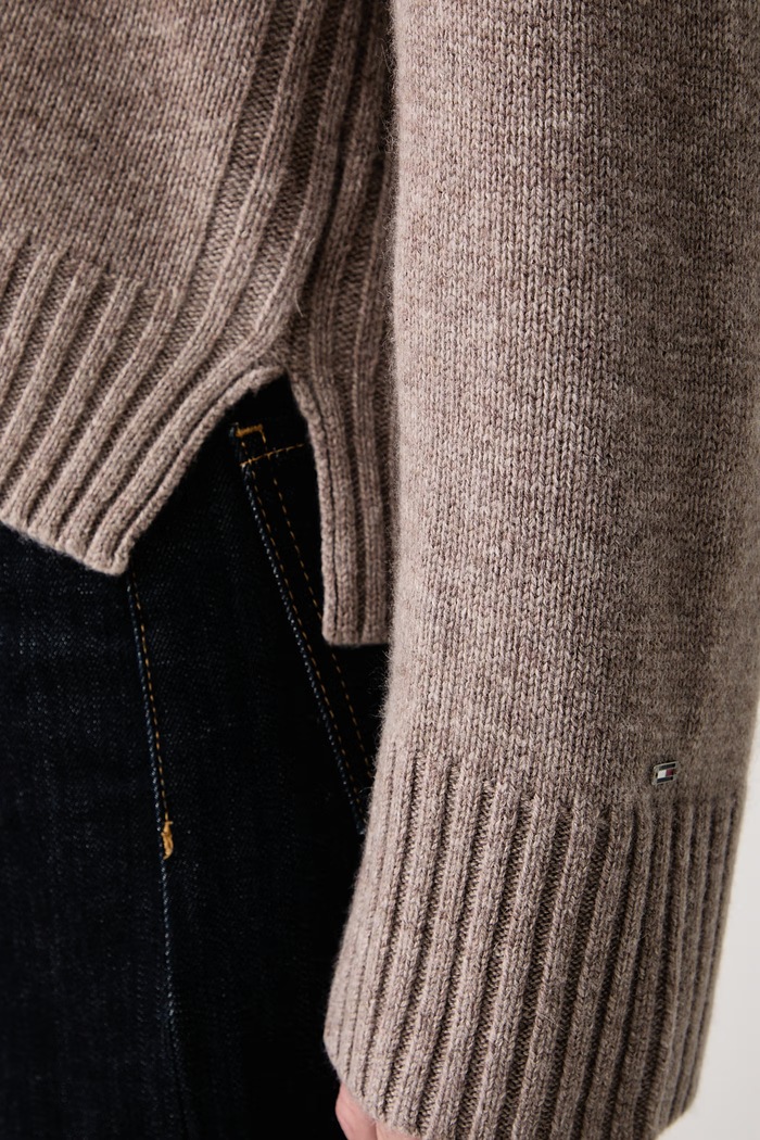 Kardigan damski z wełną Tommy Hilfiger beżowy WW0WW52309