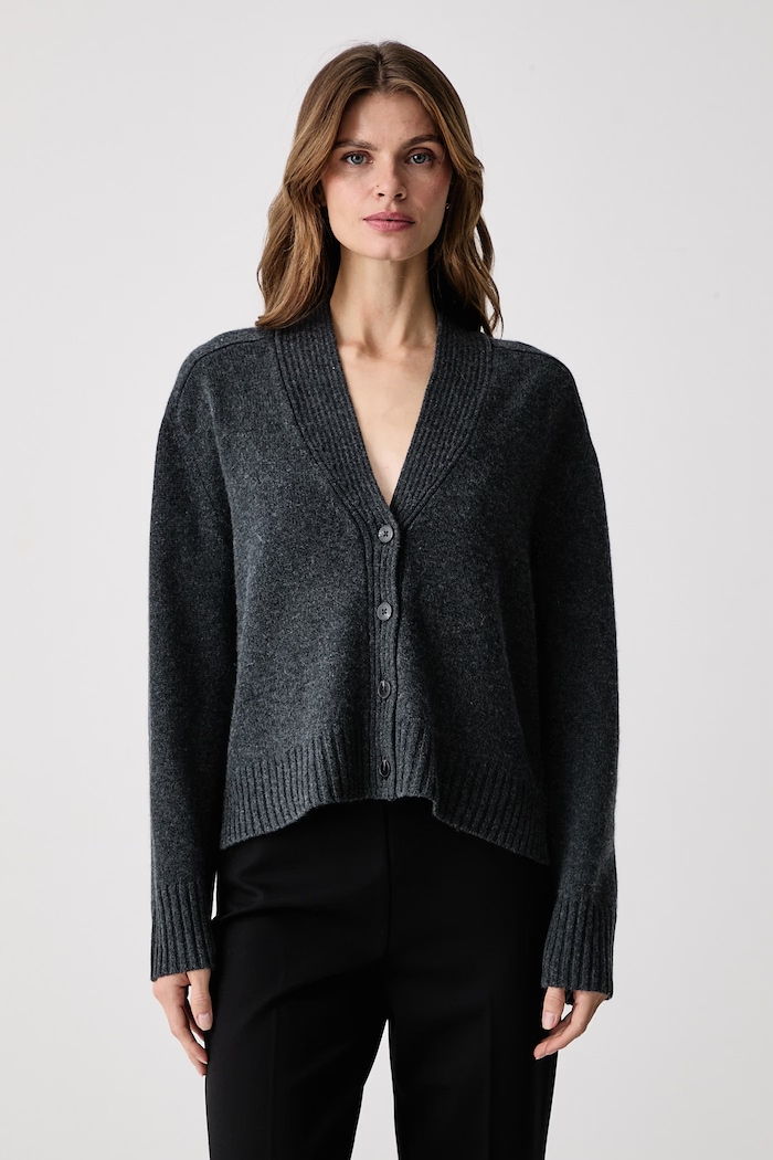 Tommy Hilfiger Kardigán dámsky s vlnou sivá WW0WW52309