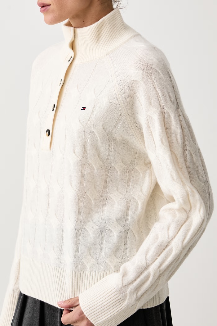 Sweter damski wełniany Tommy Hilfiger WW0WW52189 beżowy
