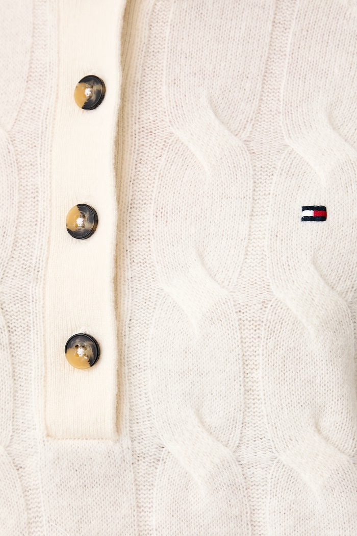 Sweter damski wełniany Tommy Hilfiger beżowy WW0WW52189