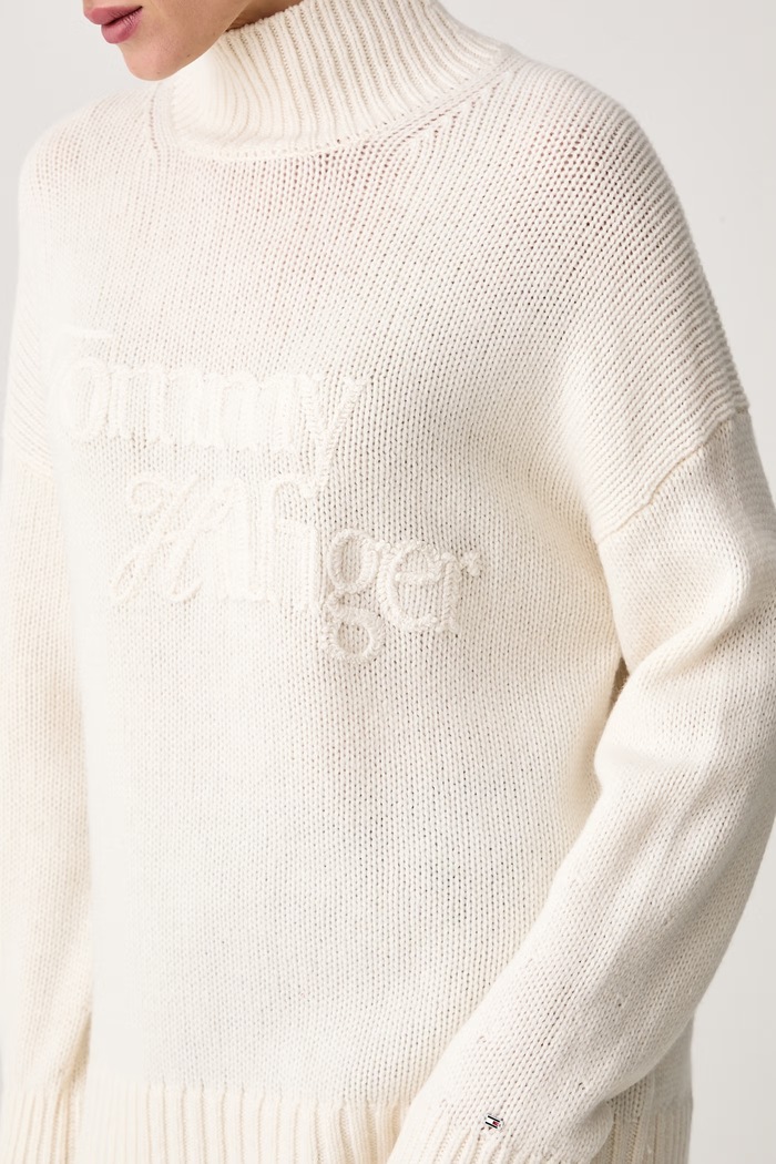 Пуловер дамски от вълна Tommy Hilfiger WW0WW52180 бежов