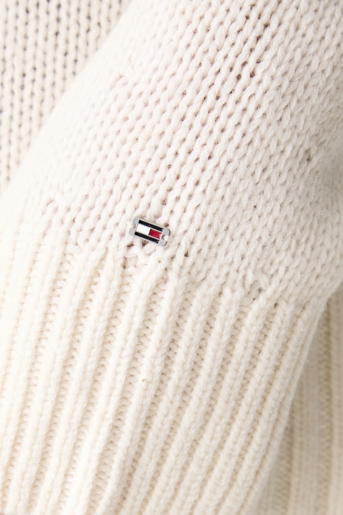 Пуловер дамски от вълна Tommy Hilfiger бежов WW0WW52180