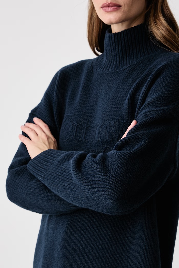 Sweter damski wełniany Tommy Hilfiger WW0WW52180 granatowy