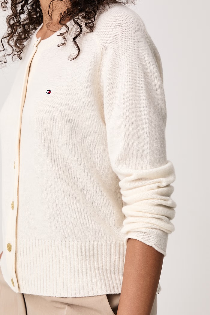 Ζακέτα γυναικεία μάλλινη Tommy Hilfiger WW0WW51439 μπεζ