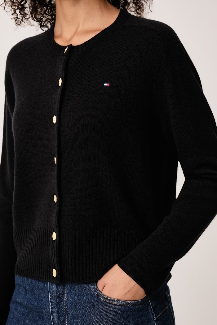 Ζακέτα γυναικεία μάλλινη Tommy Hilfiger WW0WW51439 μαύρο