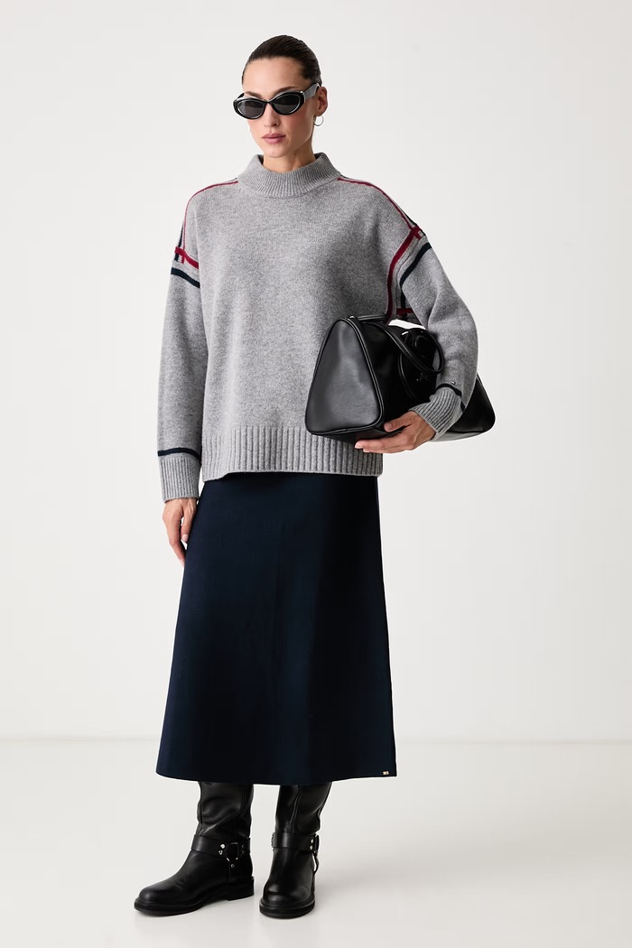 Tommy Hilfiger Sveter dámsky vlnený WW0WW51430 sivá AW26