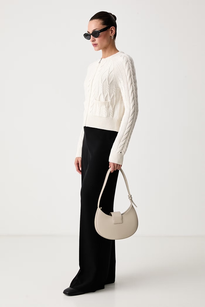 Tommy Hilfiger Sveter na gombíky dámsky s vlnou WW0WW51393 béžová AW26