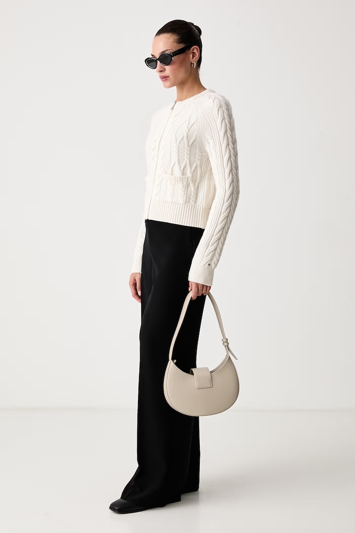 Tommy Hilfiger Sveter na gombíky dámsky s vlnou WW0WW51393 béžová AW26