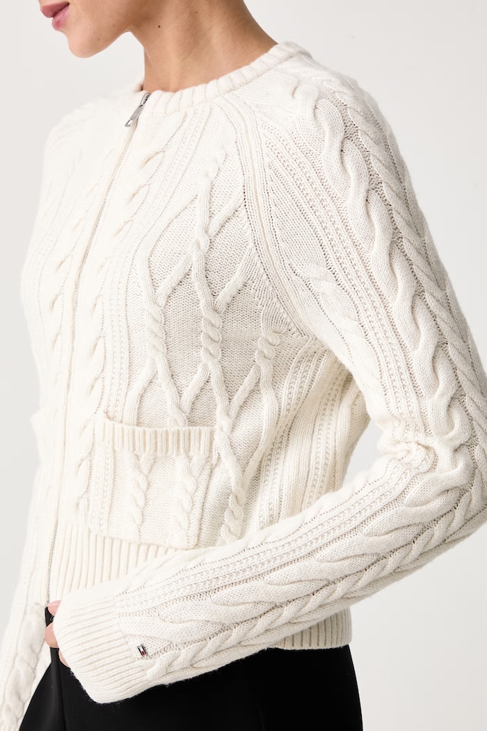 Sveter na gombíky dámsky s vlnou Tommy Hilfiger WW0WW51393 béžová