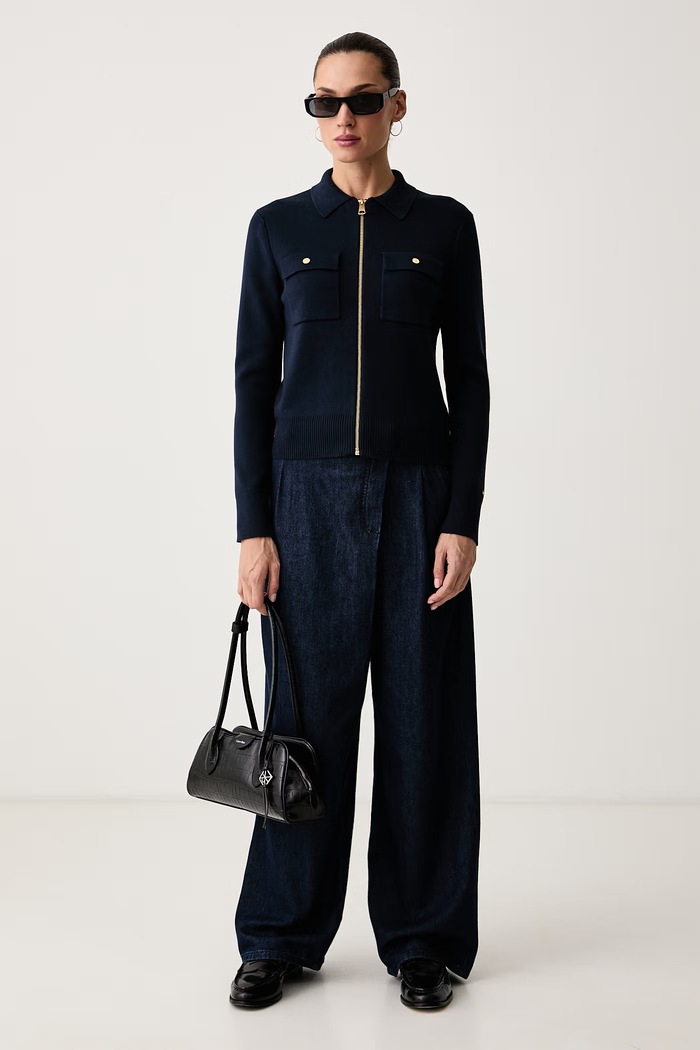 Tommy Hilfiger Kardigan damski z bawełną WW0WW51415 granatowy AW26