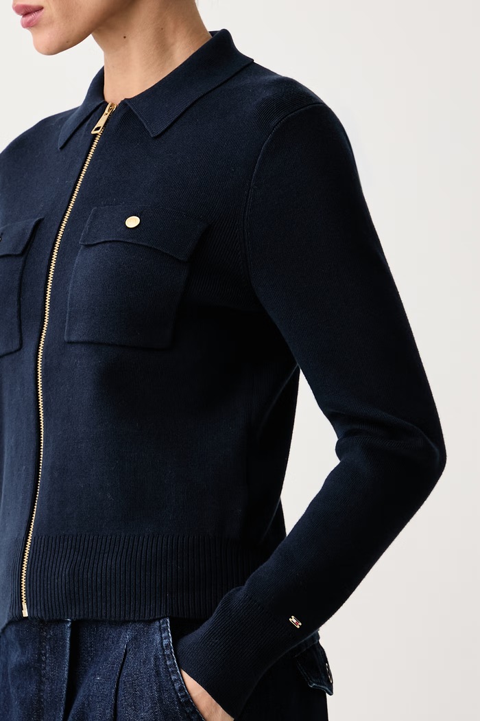 Kardigan damski z bawełną Tommy Hilfiger WW0WW51415 granatowy