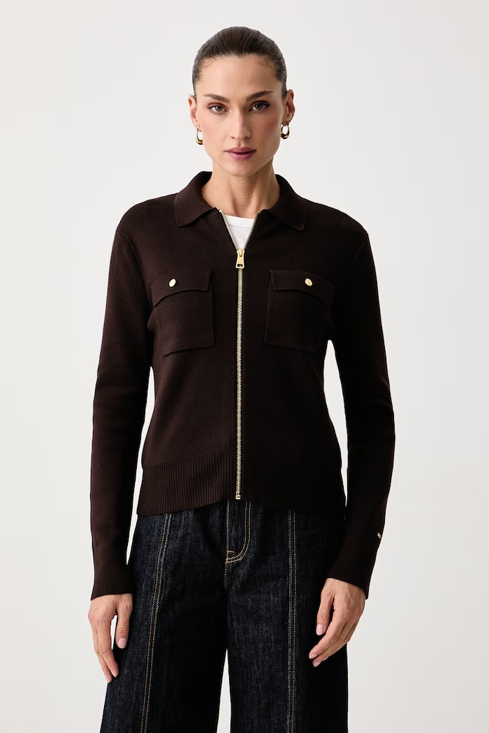 Tommy Hilfiger Жилетка дамска с памук кафяв WW0WW51415