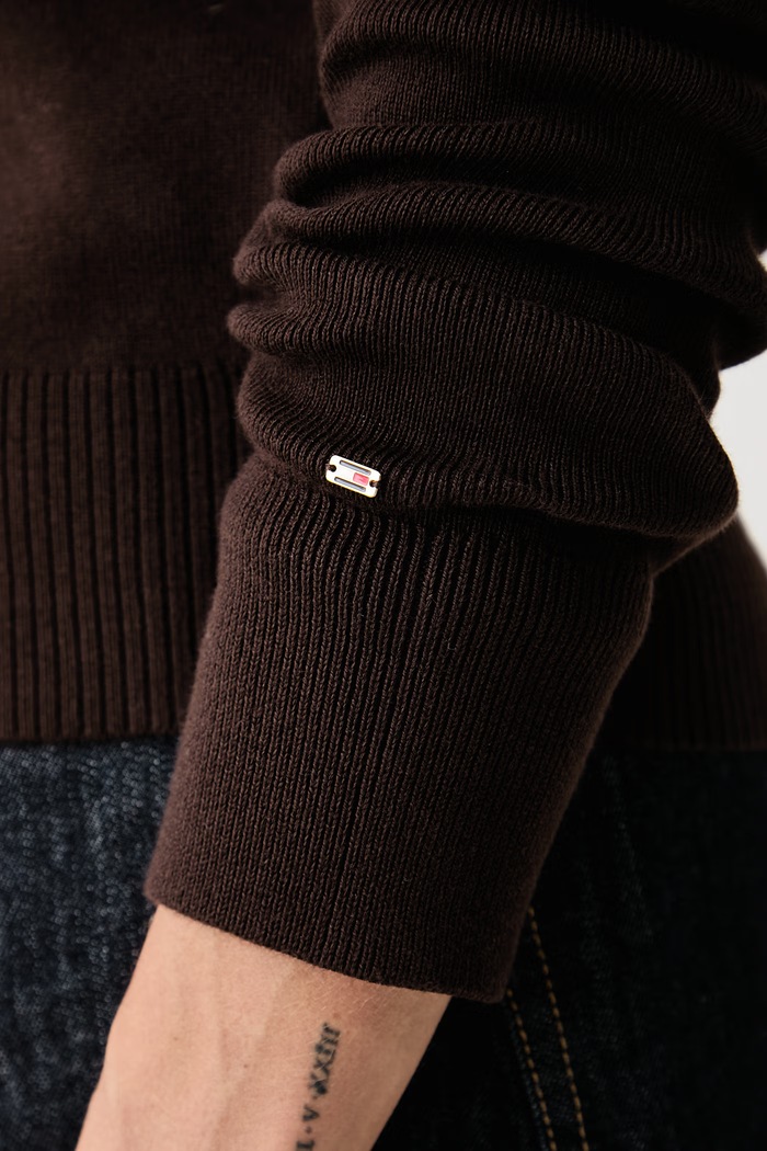 Жилетка дамска с памук Tommy Hilfiger кафяв WW0WW51415
