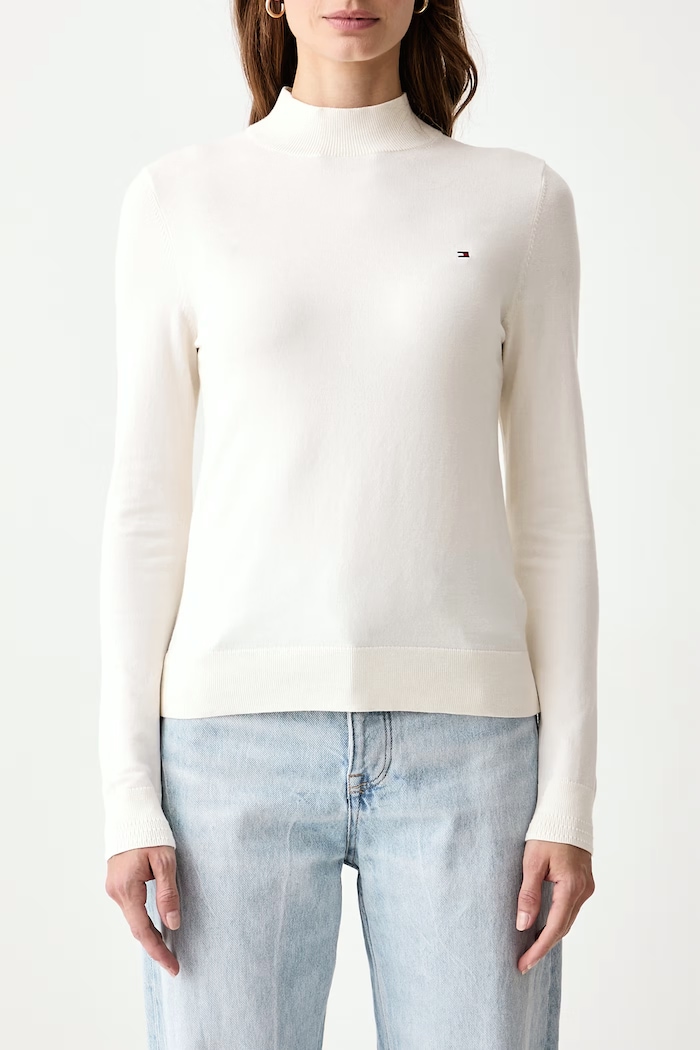 Półgolf damski z bawełną Tommy Hilfiger WW0WW51383 beżowy