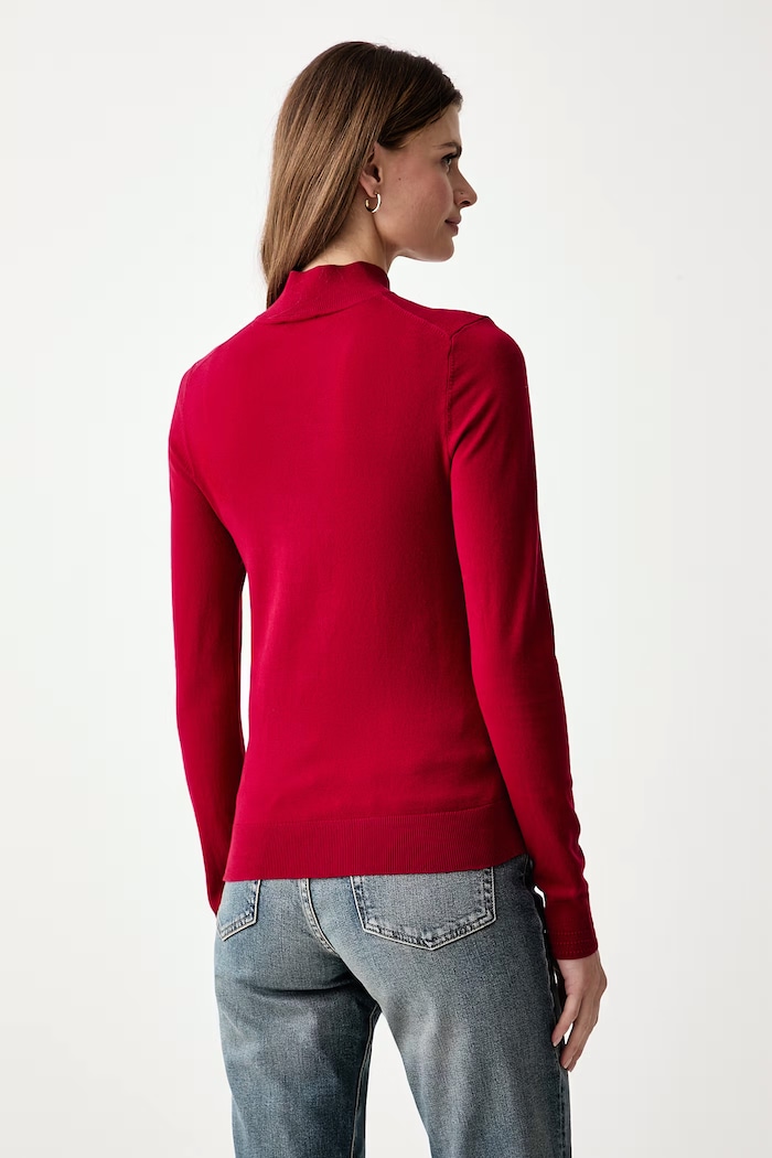 Odzież Tommy Hilfiger Półgolf damski z bawełną WW0WW51383 czerwony
