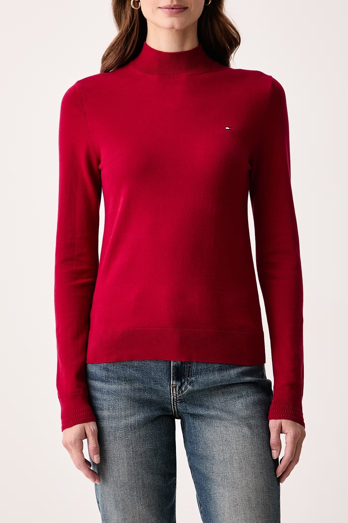 Półgolf damski z bawełną Tommy Hilfiger WW0WW51383 czerwony