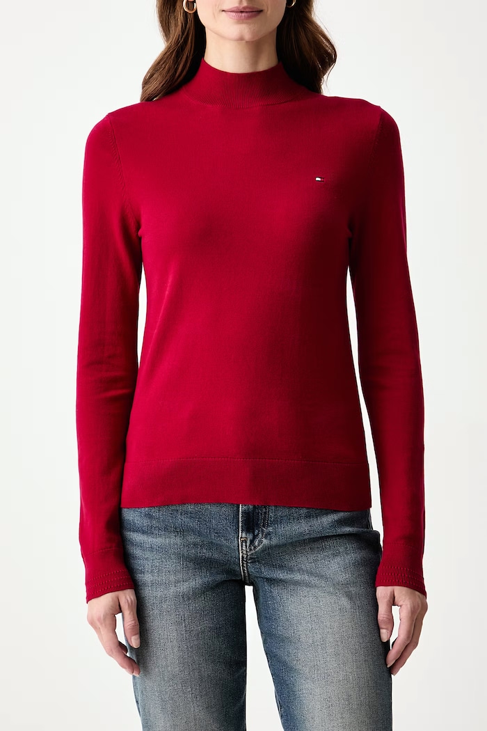 Półgolf damski z bawełną Tommy Hilfiger WW0WW51383 czerwony