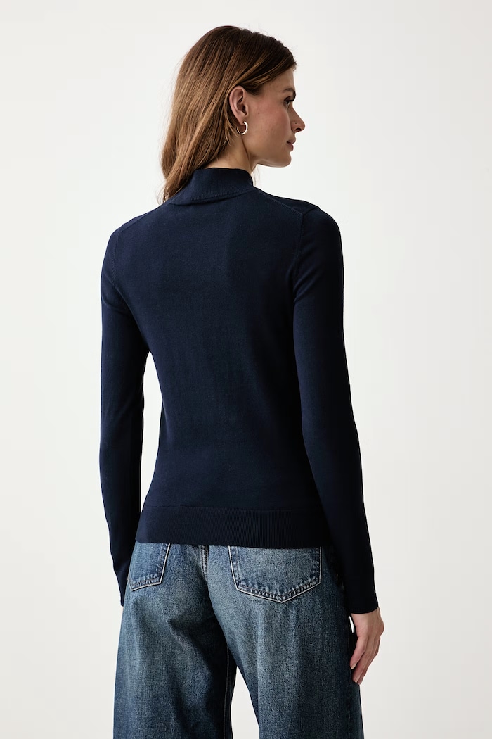 Odzież Tommy Hilfiger Półgolf damski z bawełną WW0WW51383 granatowy