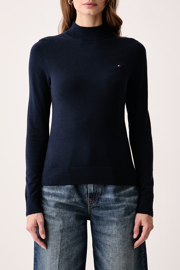 Poludolčevita ženska s pamukom Tommy Hilfiger WW0WW51383 mornarsko plava