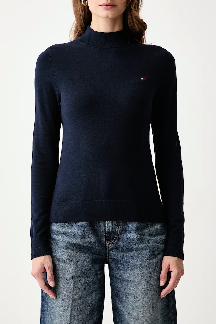 Półgolf damski z bawełną Tommy Hilfiger WW0WW51383 granatowy