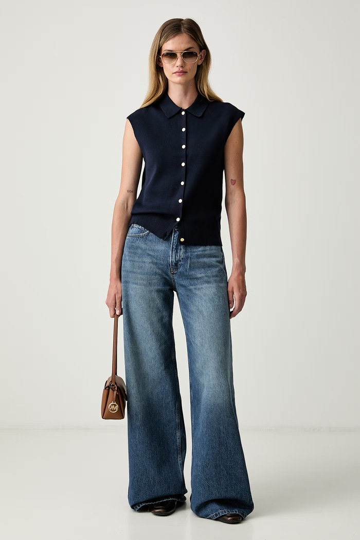 Tommy Hilfiger елек дамски с памук WW0WW51372 тъмносин AW26