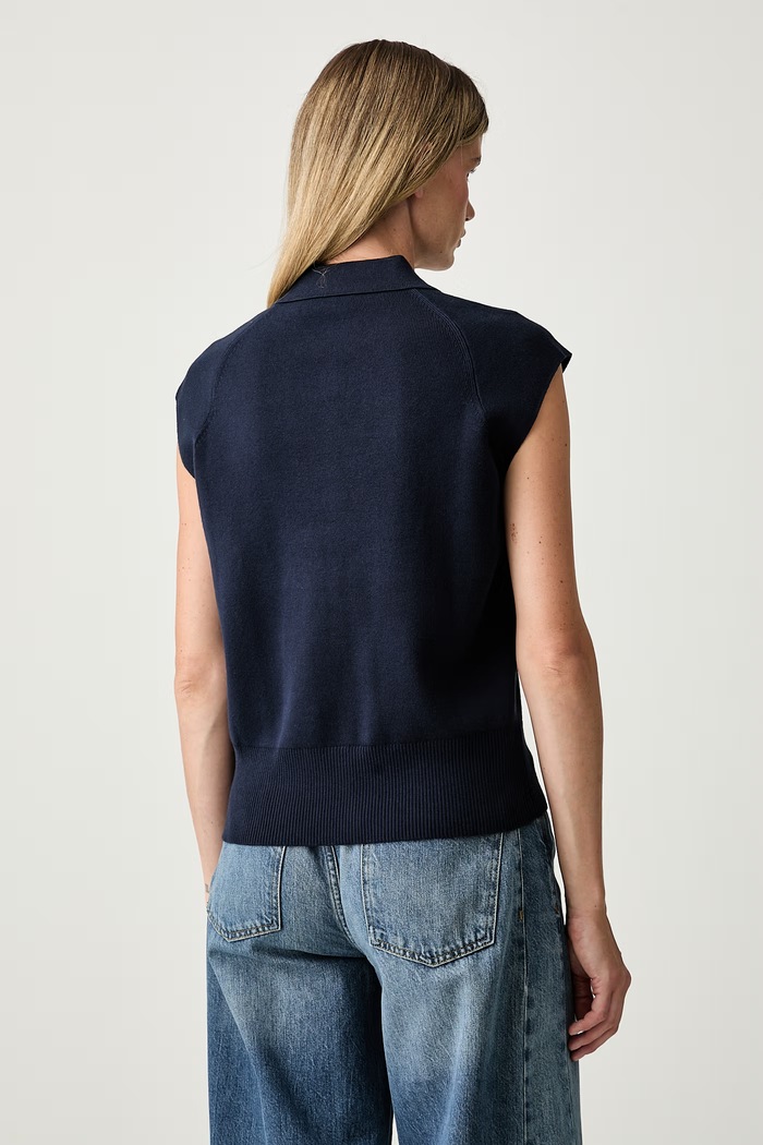 Дрехи Tommy Hilfiger елек дамски с памук WW0WW51372 тъмносин