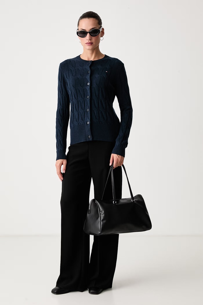 Tommy Hilfiger Kardigán dámsky vlnený WW0WW52191 tmavomodrá AW26
