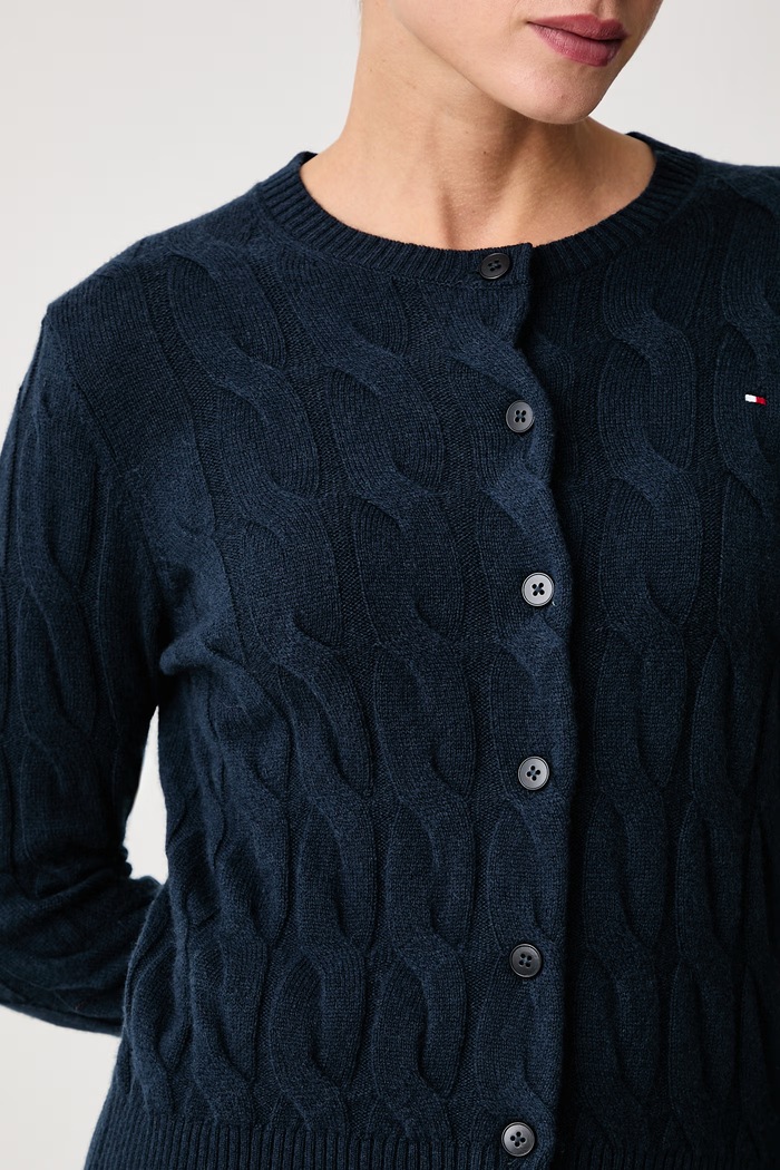 Kardigán dámsky vlnený Tommy Hilfiger WW0WW52191 tmavomodrá