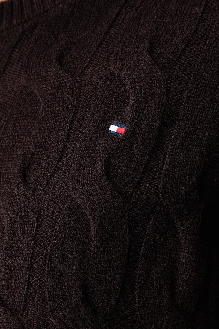 Kardigan damski wełniany Tommy Hilfiger brązowy WW0WW52191
