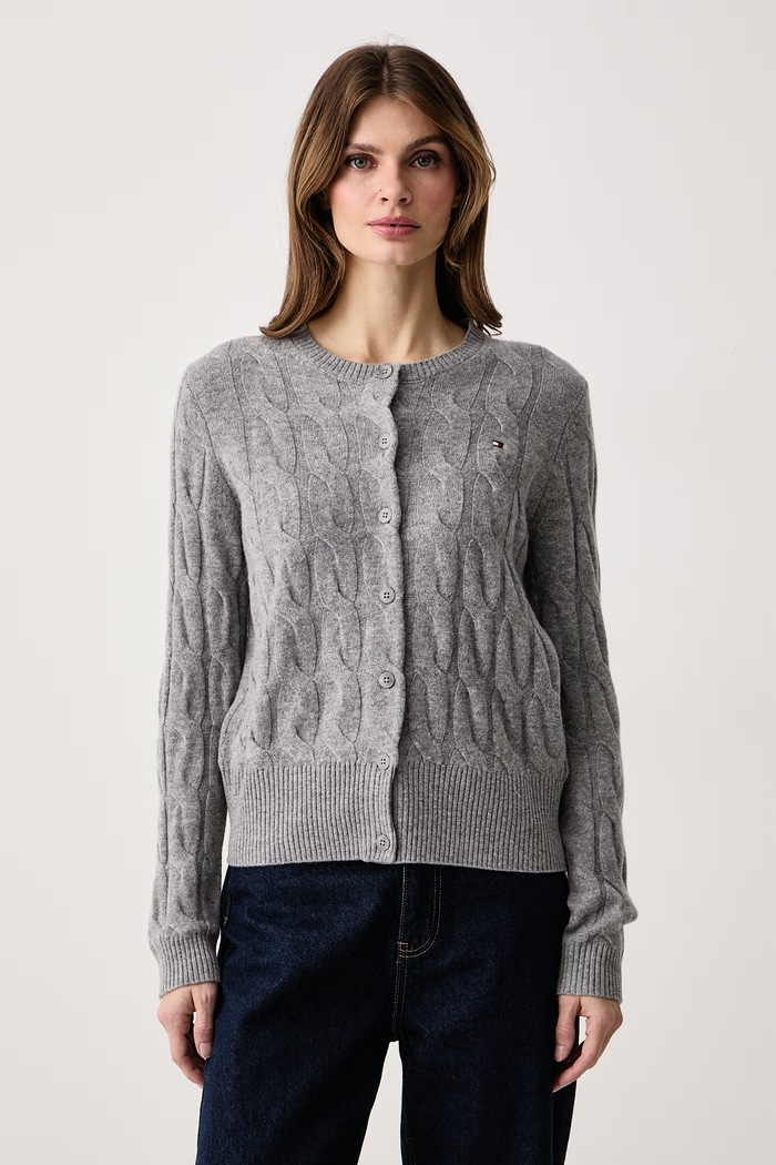 Tommy Hilfiger Kardigan damski wełniany szary WW0WW52191