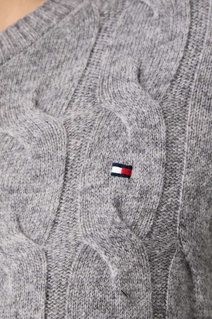 Kardigan damski wełniany Tommy Hilfiger szary WW0WW52191