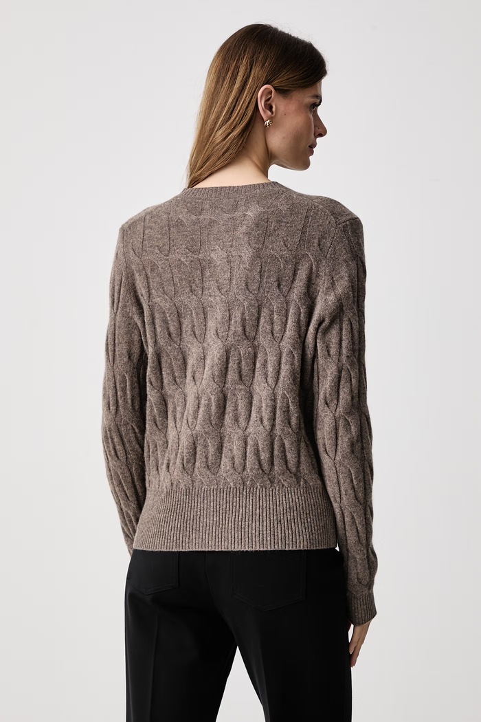 Odzież Tommy Hilfiger Kardigan damski wełniany WW0WW52191 brązowy