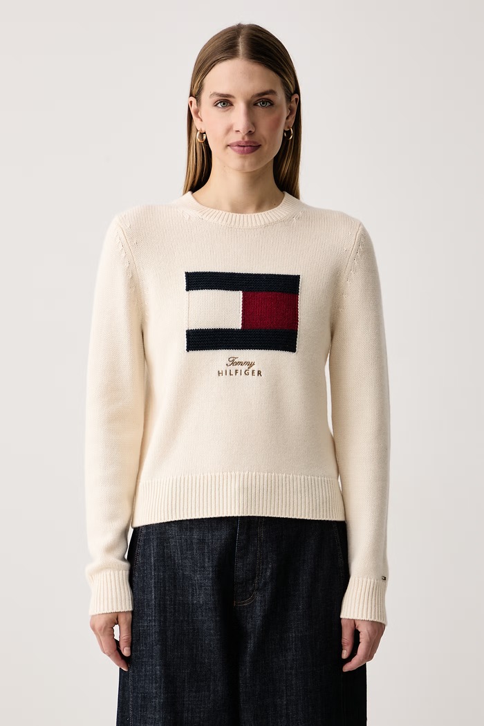 Tommy Hilfiger Pulover za žene s vunom bež WW0WW51450