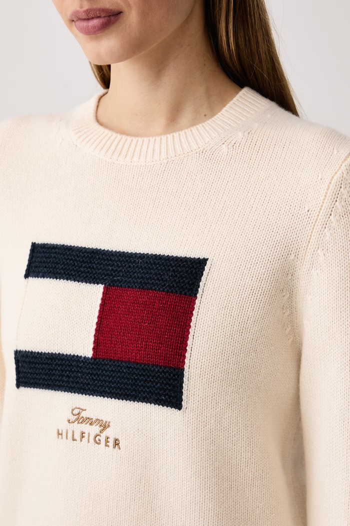 Pulover za žene s vunom Tommy Hilfiger WW0WW51450 bež