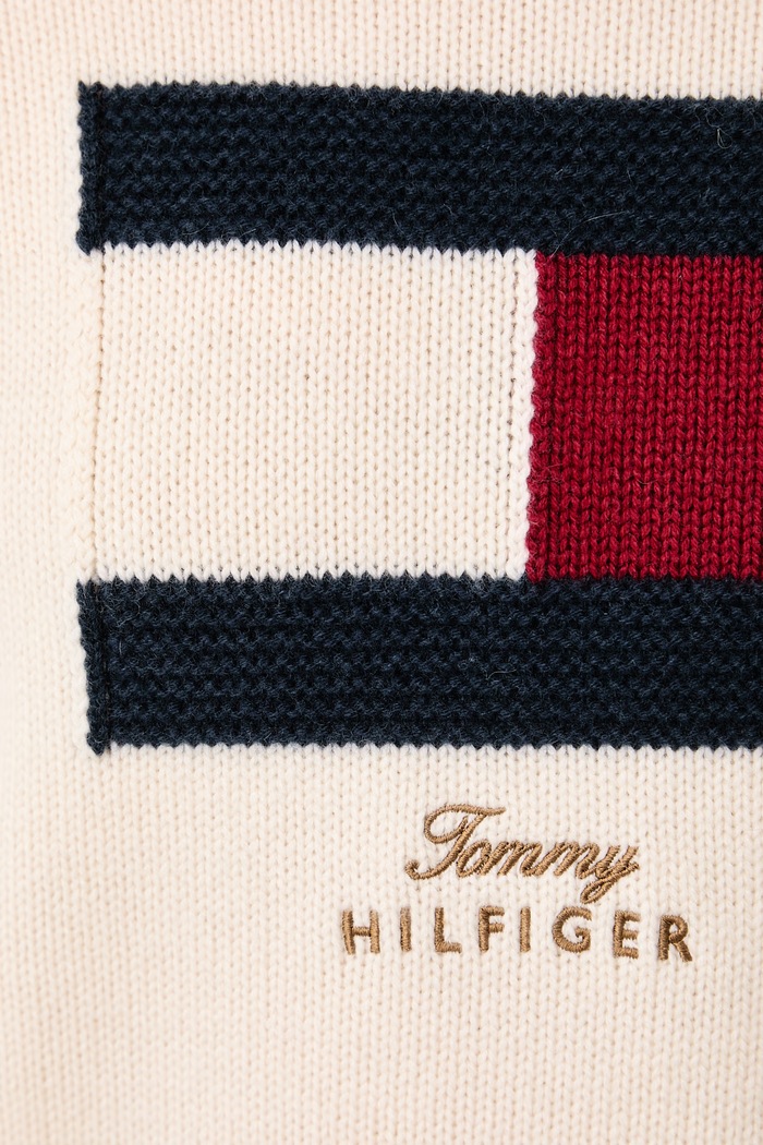 Pulover za žene s vunom Tommy Hilfiger bež WW0WW51450