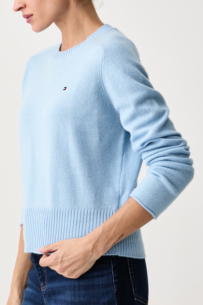 Sweter damski wełniany Tommy Hilfiger WW0WW51432 niebieski