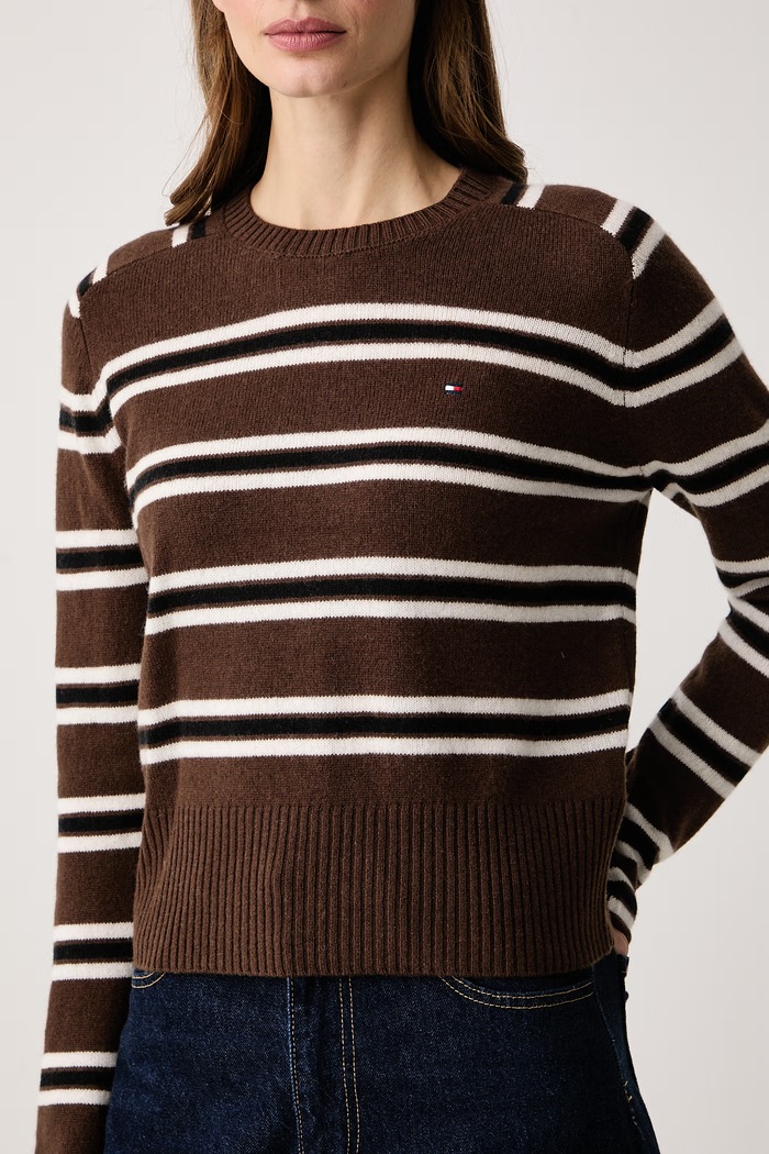 Sweter damski wełniany Tommy Hilfiger WW0WW51432 brązowy