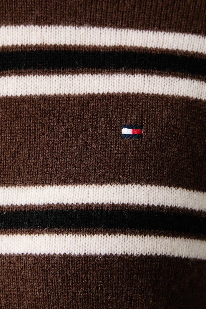Sweter damski wełniany Tommy Hilfiger brązowy WW0WW51432