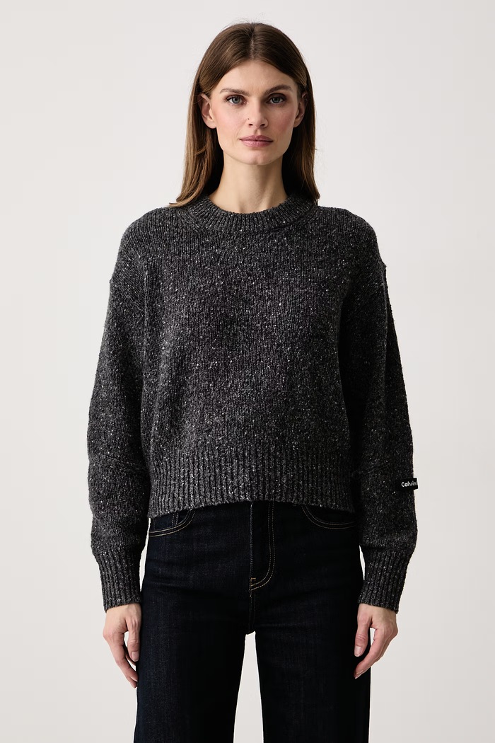Calvin Klein Jeans Πουλόβερ γυναικείο με μαλλί γκρί LV047H332G