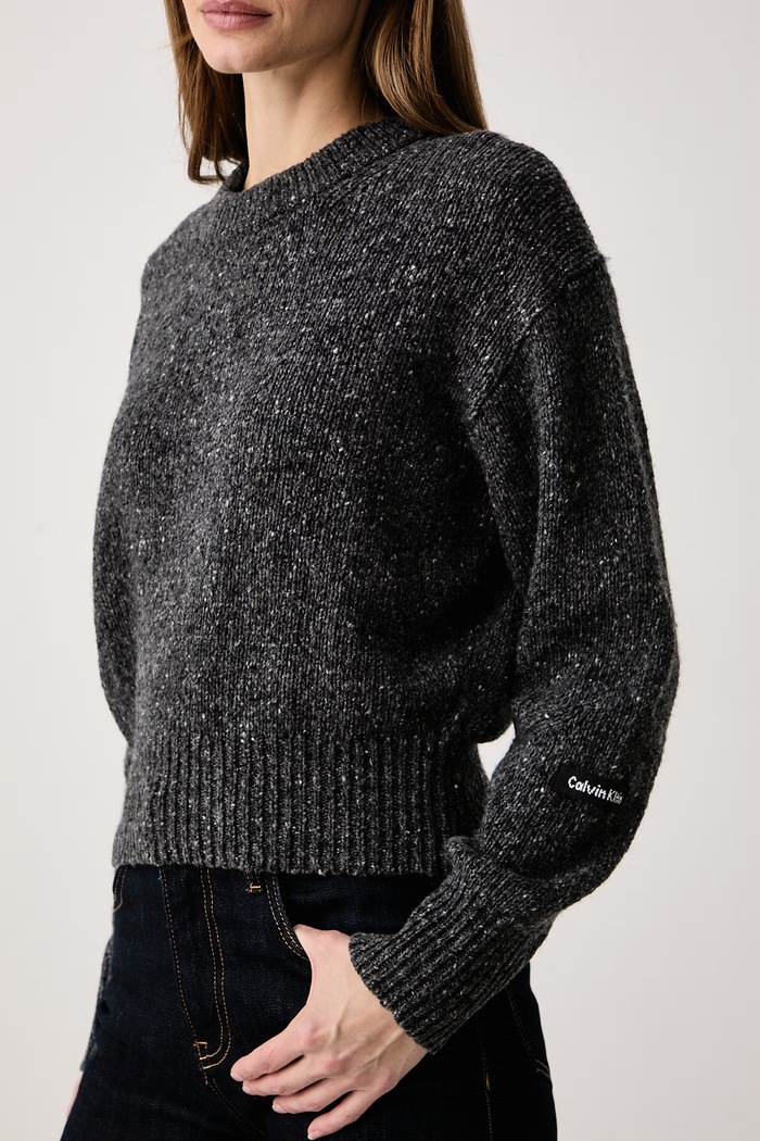 Πουλόβερ γυναικείο με μαλλί Calvin Klein Jeans LV047H332G γκρί