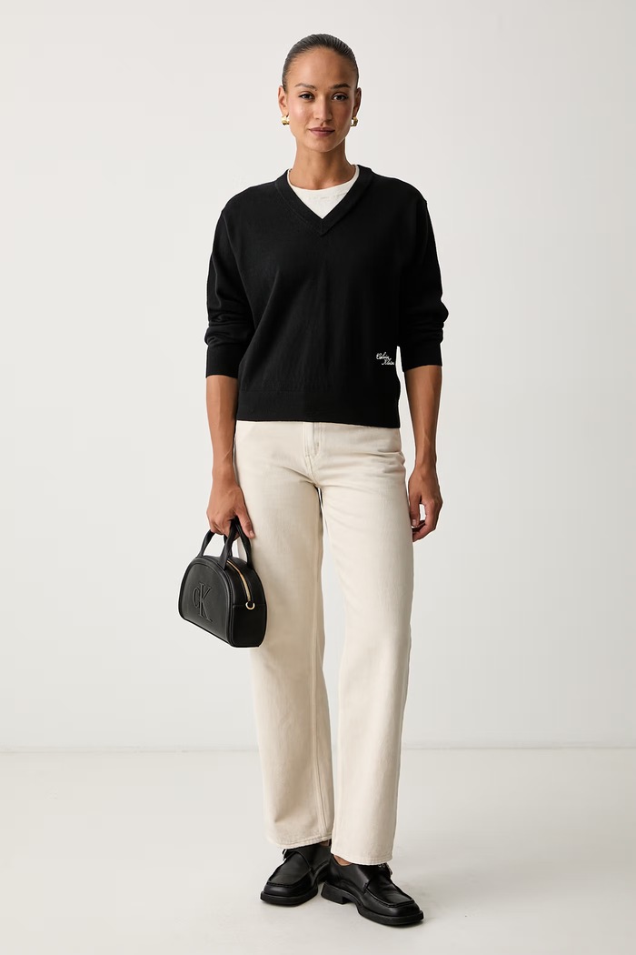 Calvin Klein Jeans πουλόβερ γυναικείο με μαλλί LV047H371G μαύρο AW26