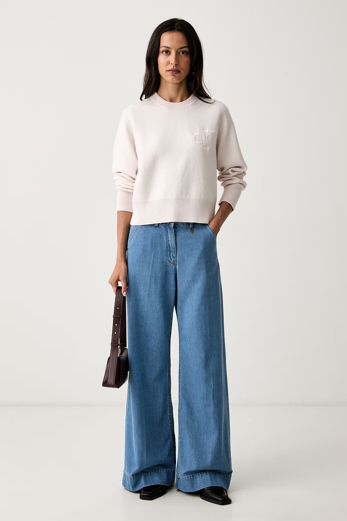 Calvin Klein Jeans πουλόβερ γυναικείο με πρόσμιξη μαλλιού LV047H320G ροζ AW26