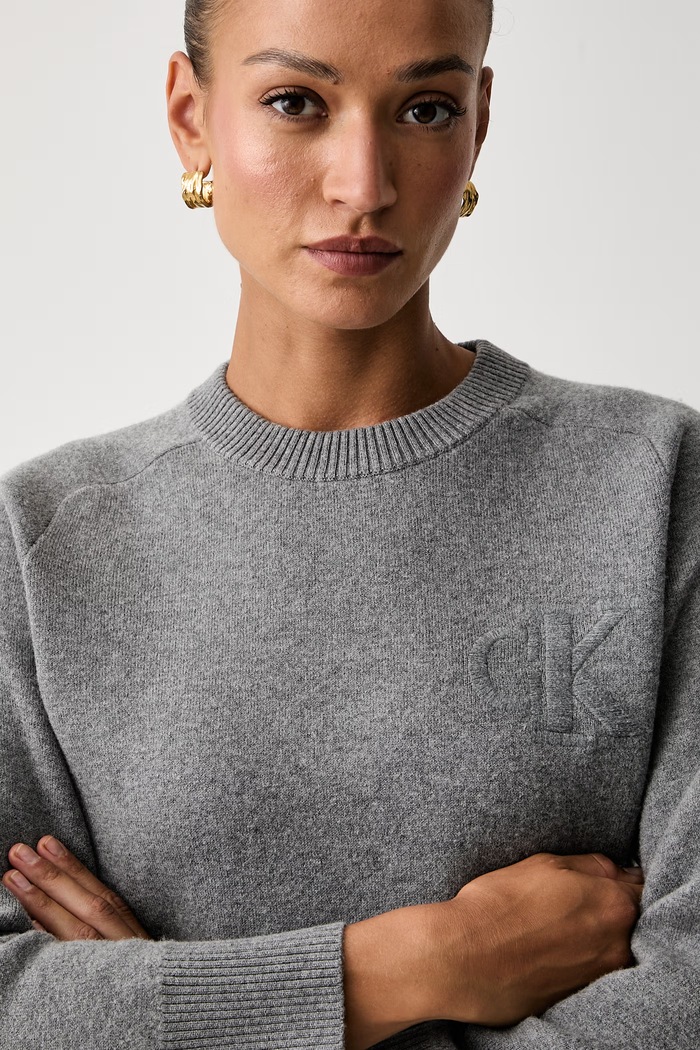 Calvin Klein Jeans πουλόβερ γυναικείο με πρόσμιξη μαλλιού γκρί LV047H320G