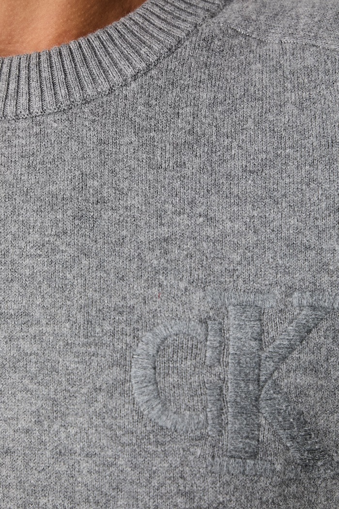 Calvin Klein Jeans πουλόβερ γυναικείο με πρόσμιξη μαλλιού LV047H320G γκρί