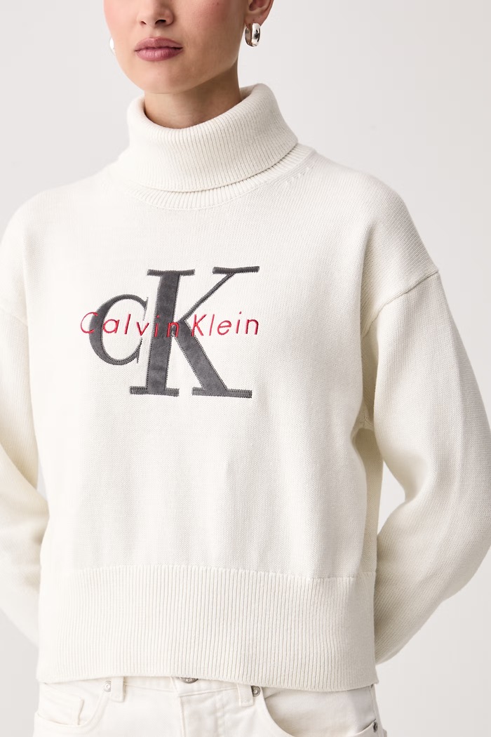 Golf damski bawełniany Calvin Klein Jeans LV047H329G beżowy
