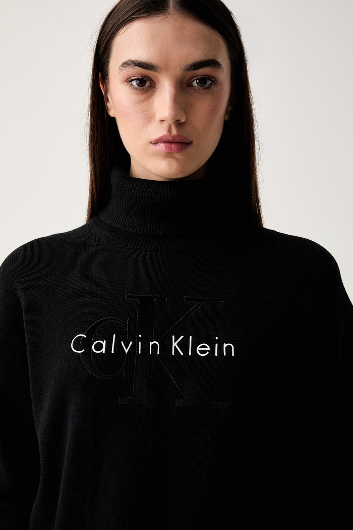 Calvin Klein Jeans golf damski bawełniany czarny LV047H329G