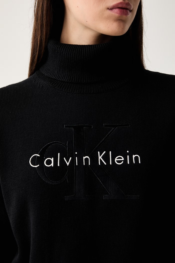 Calvin Klein Jeans golf damski bawełniany LV047H329G czarny