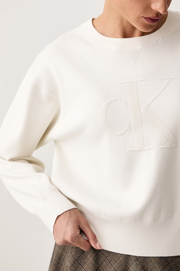 Sweter damski z wiskozą Calvin Klein Jeans LV047H315G beżowy